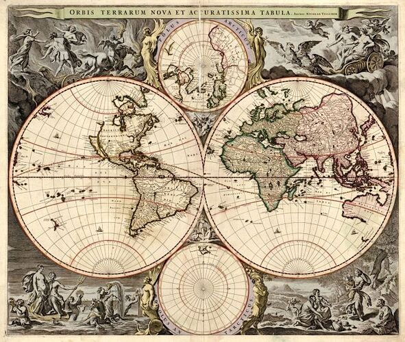 MAWO-50+World+1690+Antique+Framed+Maps