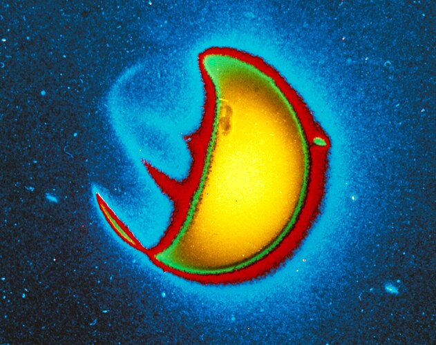 Ultraviolet picture of the Earth taken from the surface of the Moon by John Young during Apollo 16 in 1972